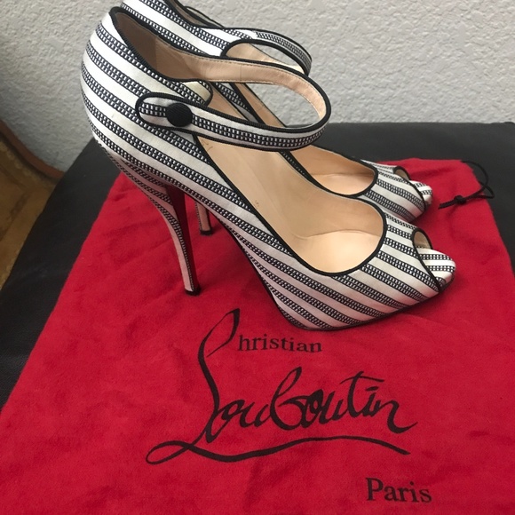Black and white striped Christian Louboutin - Picture 1 of 6